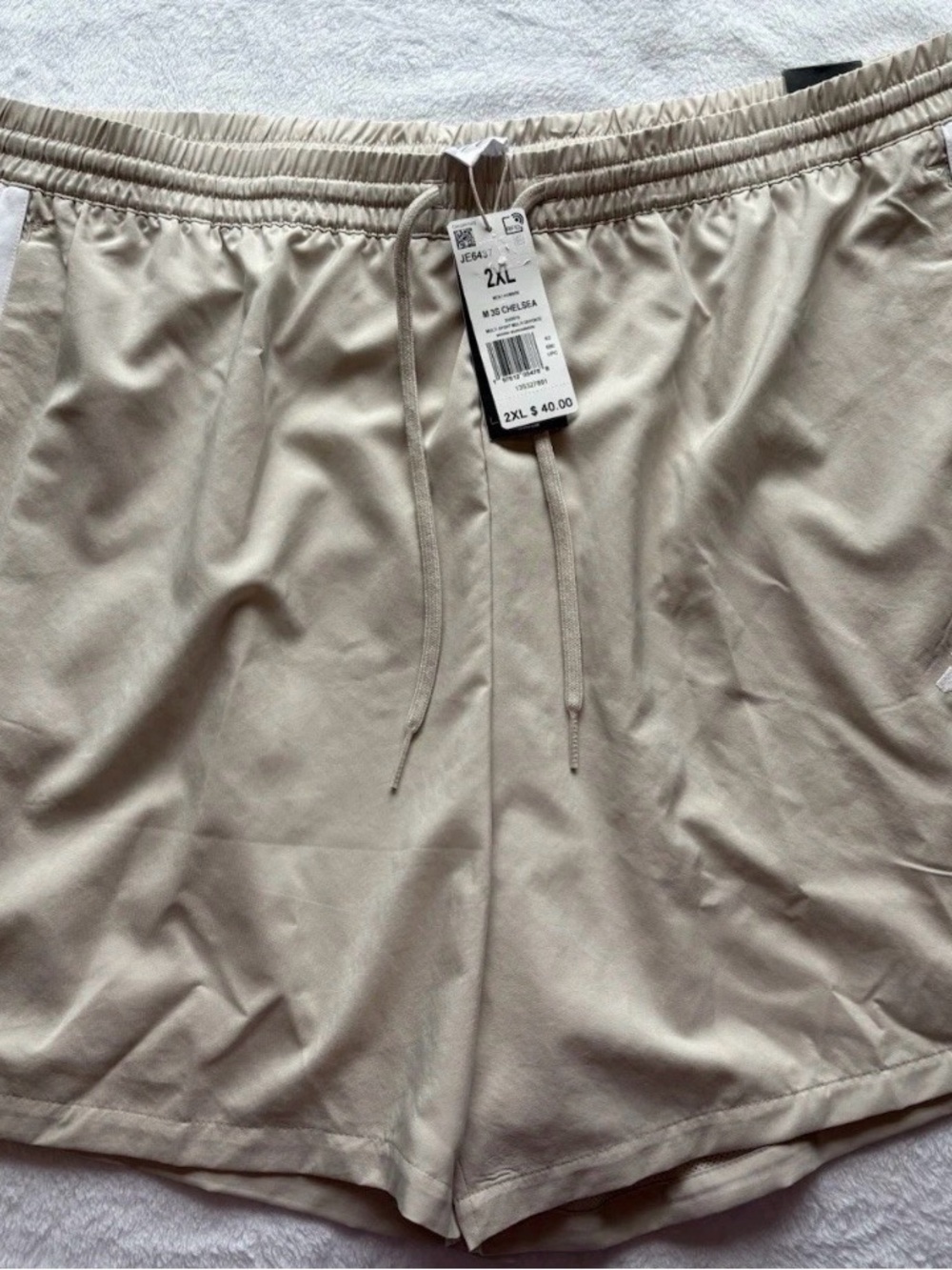 adidas Men's Light Beige Athletic Shorts with Drawstring